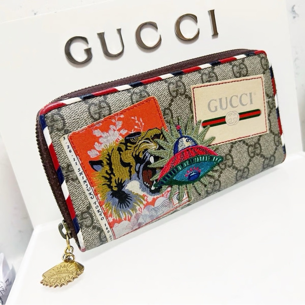LE Gucci Multicolor Wallet Embroidered UFO Tiger - Picture 2 of 11